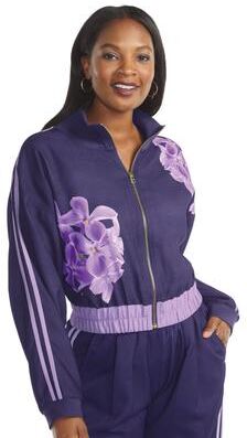 Masseys Satin Track Zip-Up (Size 5X) Purple/Lilac, Cotton,Elastine,Polyester