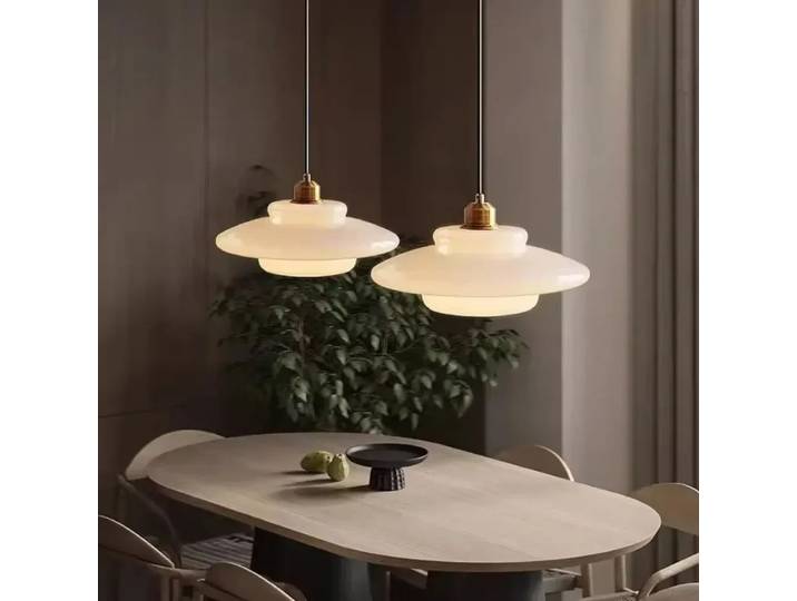 Nordique crème vent lait verre Art décoratif pendentif lumières LED E27 luminaires modernes cuisine île salle à manger chevet