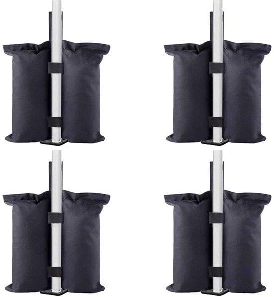 Set van 4 zwarte zandzakken als tegengewicht voor parasols en schaduwzeilen