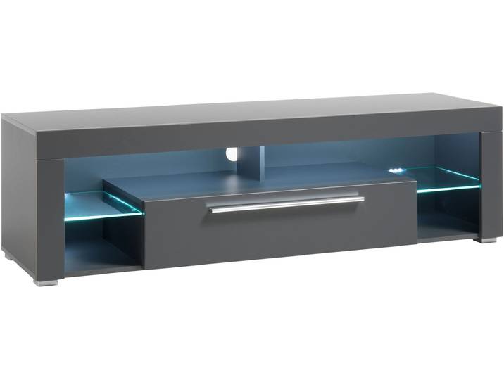 TV-Schrank STOLKOM Goal , grau (grau dekor), B:153cm H:44cm T:44cm, Holzwerkstoff, Schränke, TV-Schrank, Oberboden bis 25 kg belastbar, 1 Klappe mit Griff
