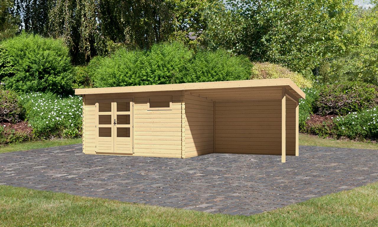 KARIBUHOLZT BH Bastrup 8 natur 370x280x222 mit AD 3m breit, 28mm Rückwand 16905646