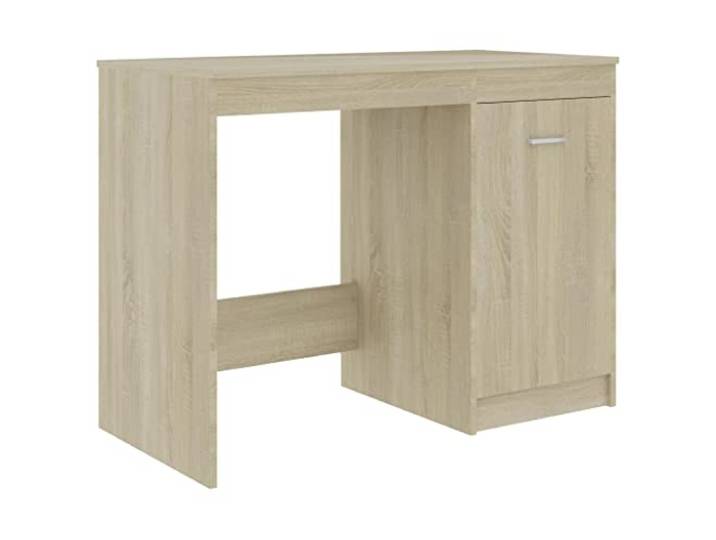 Eleganter moderner Schreibtisch aus Holzwerkstoff in Sonoma-Eiche, 100x50x76 cm, mit integriertem Schrank für reichlich Stauraum