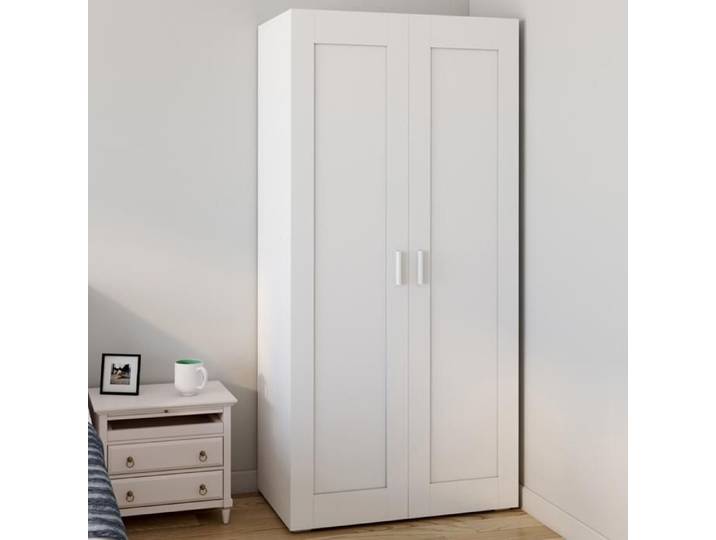 IDMARKET Armoire 2 portes VITO blanc penderie 80 cm avec étagères rangement maxi capacité