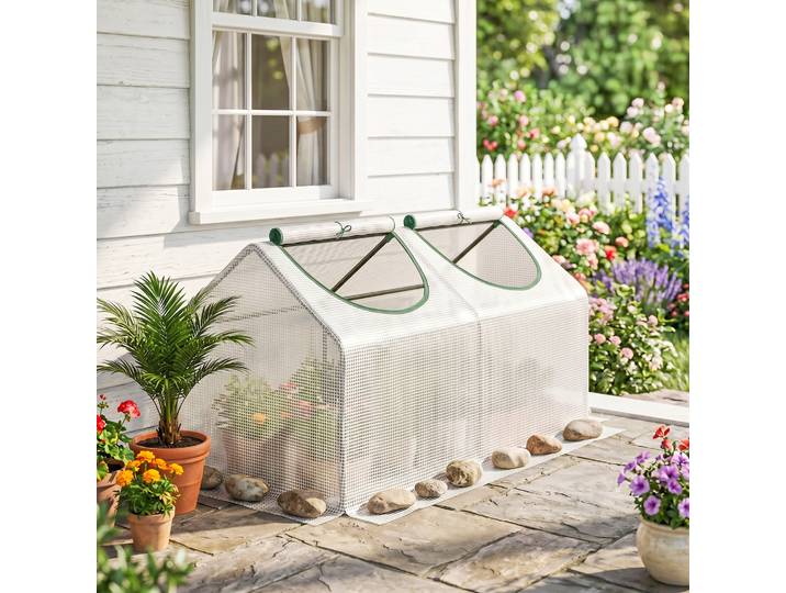 Outsunny Mini Serre PE 140g/m² 120x60x60cm Blanc