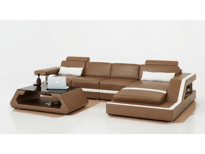 JVmoebel Ecksofa Luxuriöse Ledergarnitur mit USB-Anschlüssen und großzügigem Platz, Made in Europa