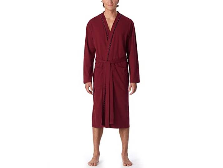Schiesser Herren Bademantel Fine Interlock 120 cm Länge - Bio Baumwolle