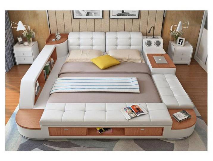 JVmoebel Multimediabett Multifunktionales Bett in edlem Lederdesign mit Luxus-Ausstattung, Made in Europa