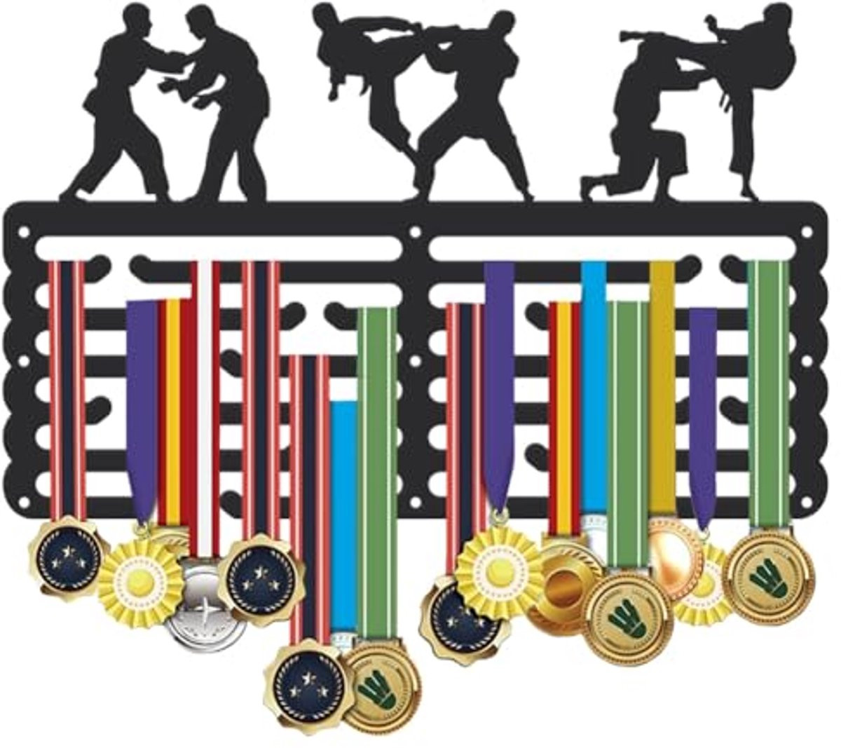 Judo Medaille Hanger Display voor Sport Medailles - Metalen Medaille Organiser met Antislip Haken en Wandmontage