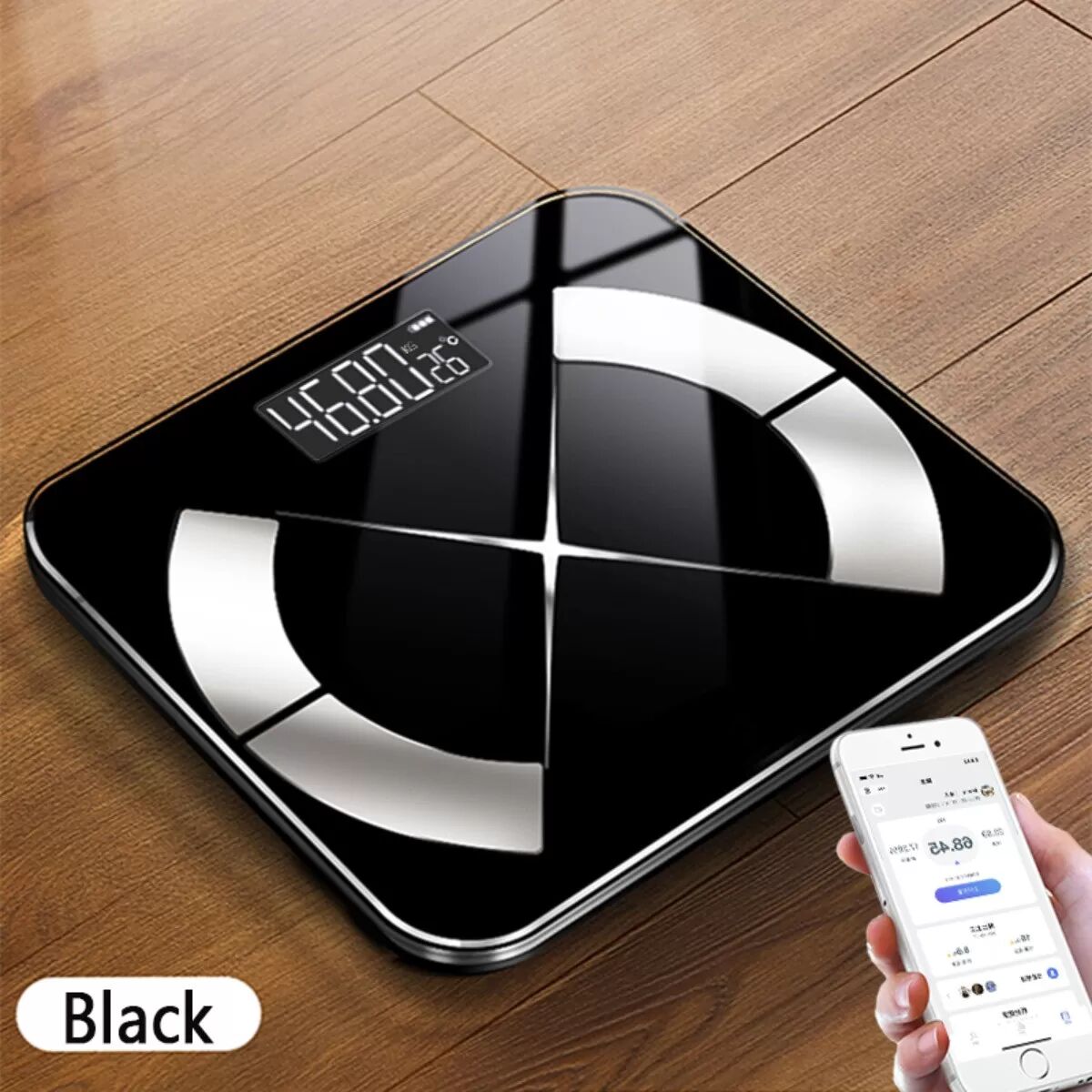 INF Wiederaufladbare digitale Personenwaage mit eingebautem 300mAH Type-C, hintergrundbeleuchtetem LCD, Bluetooth 4.0, 0.05kg