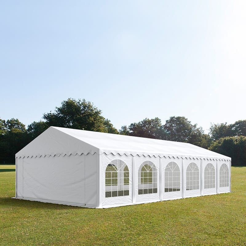 TOOLPORT 6x12m Partyzelt, PVC-Plane, weiß, mit Bodenrahmen - (7257)