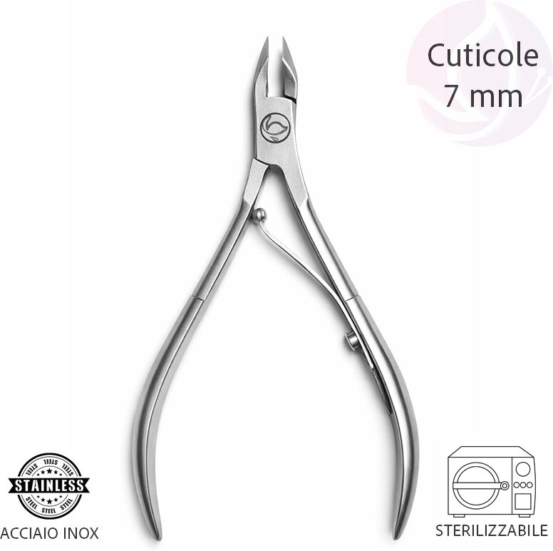 Tuttoperlestetica Tronchesina per cuticole pelli da 7 mm acciaio inox per manicure e pedicure una molla