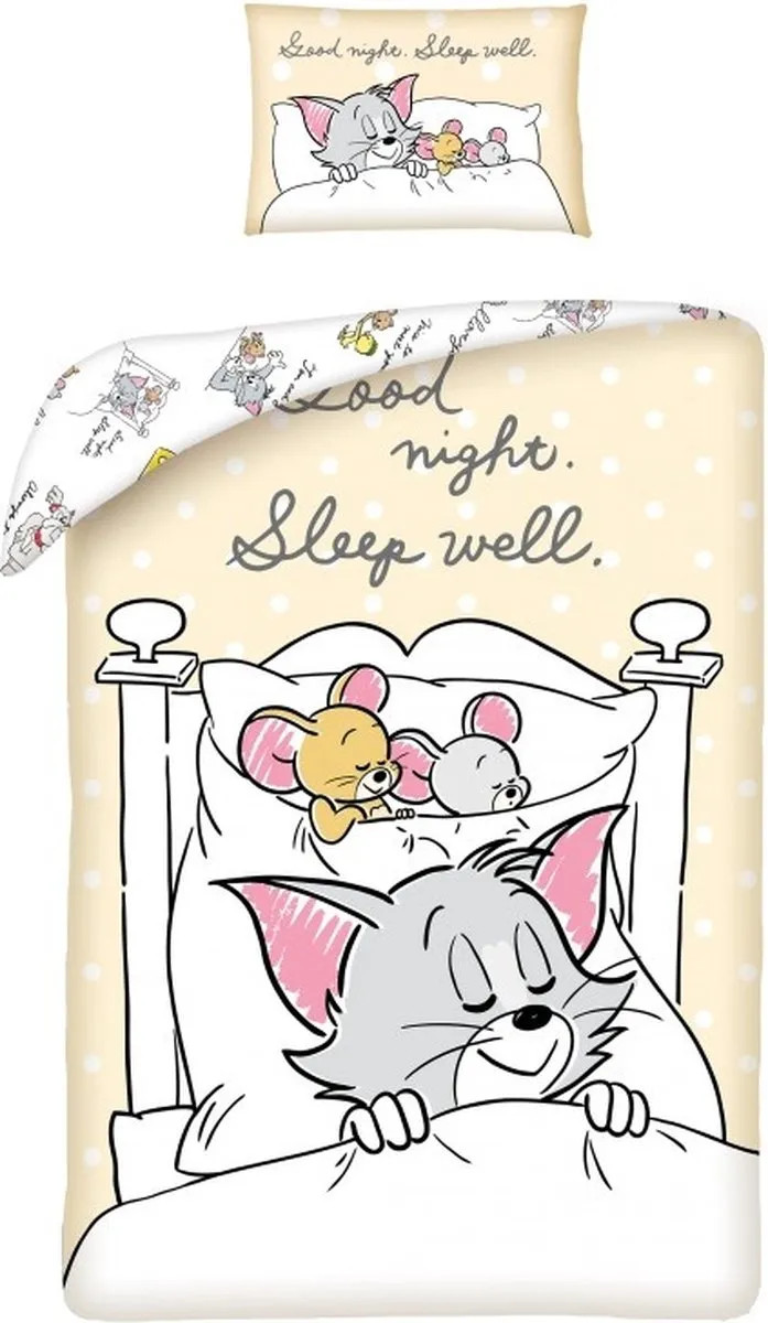 Tom & Jerry Peuterdekbedovertrek Sleep well, 100 x 135 cm, Katoen