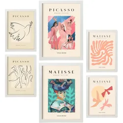 POSTER Set Mit 6 Von Picasso Und Matisse Körper Drucke Des Fauvismus Und Surrealismus Für Innenarchitektur A3 & A4 Weißer Rahmen