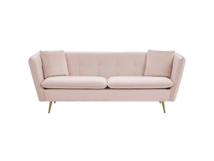 3-SITZER-SOFA Samtstoff Pastellrosa Frederica