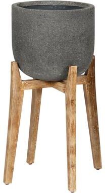 "Enola 32"" Large Round Standing Pot, Grey Stone"