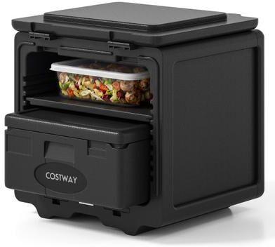 Costway 2 Tier Insulated Food Pan Carrier Food Warmer with Removable Tray and Box