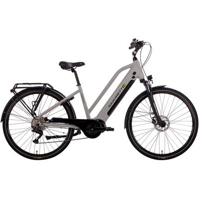 E-Bike SAXONETTE "Premium Sport (Trapez)" Gr. 50, silber (silberfarben, schwarz), Elektrofahrräder, Damen, 50cm, 28 Zoll (71,12cm), Pedelec, Elektrofahrrad für Damen