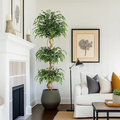 Yun 4FT/5FT/6FT Ficus Artificial Tree with Curved Trunk