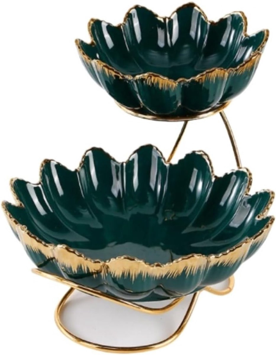 Fruitmand Keramiek Snoepkom in Scandinavisch Design - Groen - Diameter: 28,5 cm