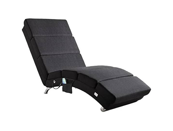 CASARIA® Relaxliege XXL mit Massage- und Heizfunktion Anthrazit 186x89x55cm, Ergonomisch, Stoff, Gepolstert, 180kg Belastbarkeit, inkl. Fernbedienung, Wohnzimmer, Chaiselongue, Relaxsessel
