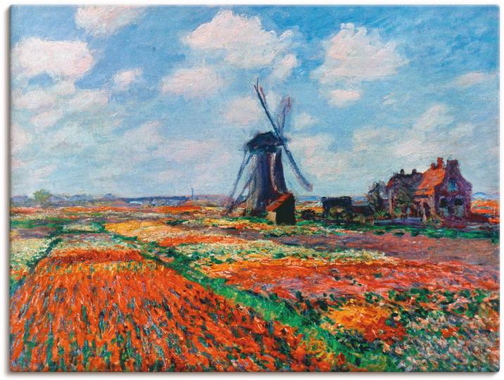 Leinwandbild ARTLAND Tulpenfelder in Holland, 1886 , rot (farbe bild(er): rot), B:40cm H:30cm, Bilder, Leinwandbild, auf Holzrahmen gespannt