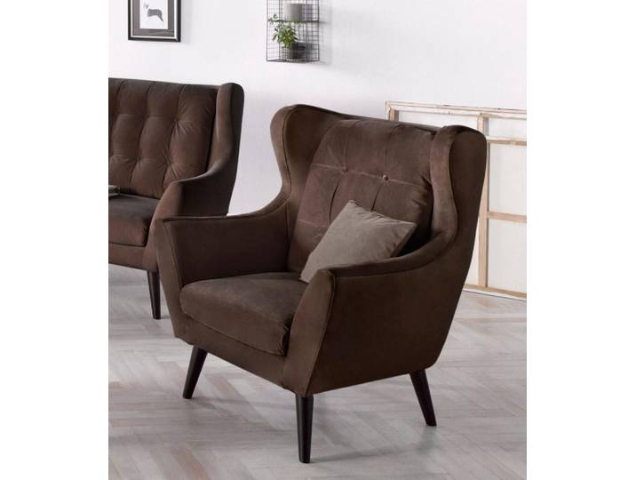 Ohrensessel HOME AFFAIRE Hemmink, Sessel, Loungesessel , braun (braun, hellgrau), B:90cm H:107cm T:94cm, Struktur (94% Polyester, 6% Polyacryl);Samtvelours (100% Polyester);Luxus-Microfaser (100% Polyester), Sessel, Ohrensessel, mit Knopfheftung