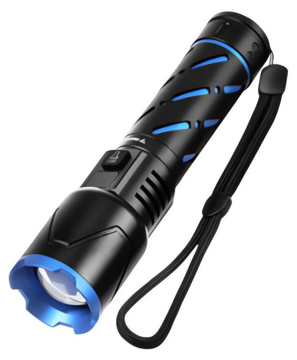 Trizand 26950 Tactische LED-zaklamp met 800 lm, USB-C en 5000 mAh batterij
