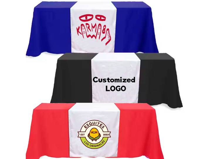 Personnalisez les chemins de table personnalisés avec des logos d'affaires ou des chemins de table pour fête d'anniversaire et de mariage avec texte