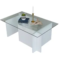 Dmora Teti - Couchtisch, 105x65x40h cm Weiß, mit Zeitschriftenhalter