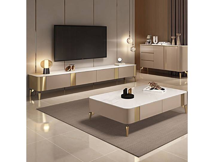 Meuble TV flottant de luxe, esthétique moderne nordique, avec rangement simple, pour salon