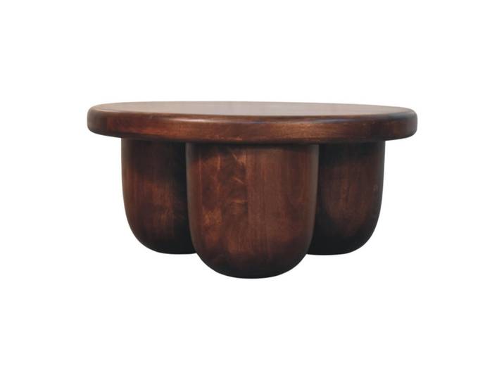 Artisan Furniture Couchtisch mit Wine-Wood-Oak-Finish, abgerundete säulenartige Beine, dunkelbraun, Dunkelbraun, Holz, Echtholz,Mangoholz, Rund, 80x36x80 cm, Wohnzimmer, Wohnzimmertische, Couchtische