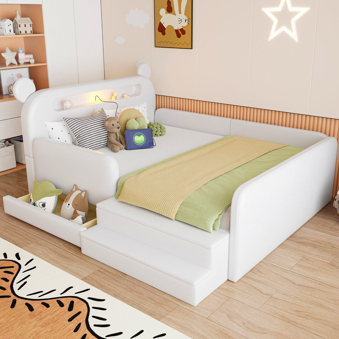 Ivy Bronx Drawers Bed Frame White 140x200 cm
