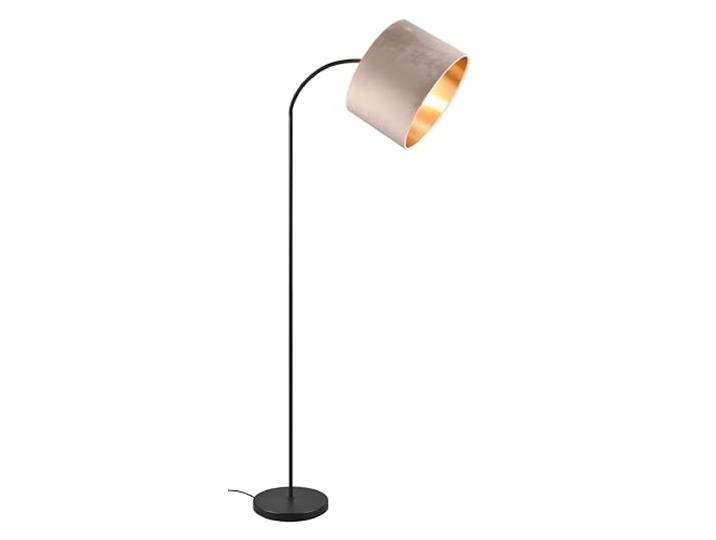 Trio Leuchten Lampadaire Julieta 419090144\, métal noir mat\, abat-jour beige velours/doré\, excl. 1x E27