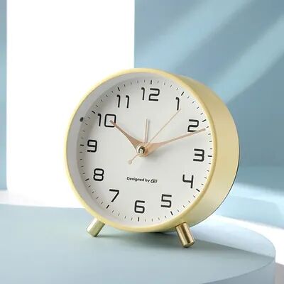Daily Discovery Nordic Minimalist Alarm Clock Silent Metal Desk Clock For Students And Modern Home Decor yellow