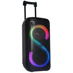 LTC RGB-BLUETOOTH-LAUTSPRECHER 2X8" 400W, 2 MIKROFONE UND FERNBEDIENUNG USB/SD/AUX 7200MAH LXPA8810, Bluetooth Lautsprecher, Mehrfarbig