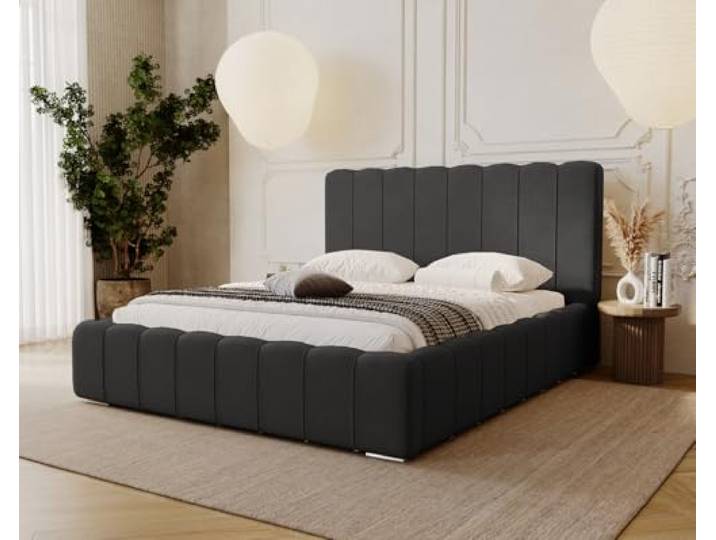 Emporius Lisbon gestoffeerd bed 180x200, bed met opbergruimte, lattenbodem - bed 180x200 zwart (Komodo 23)