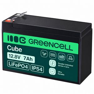 Green-Cell LiFePO4-Akku Cube, 7 Ah, 12,8 V, mit Batterie-Management-System