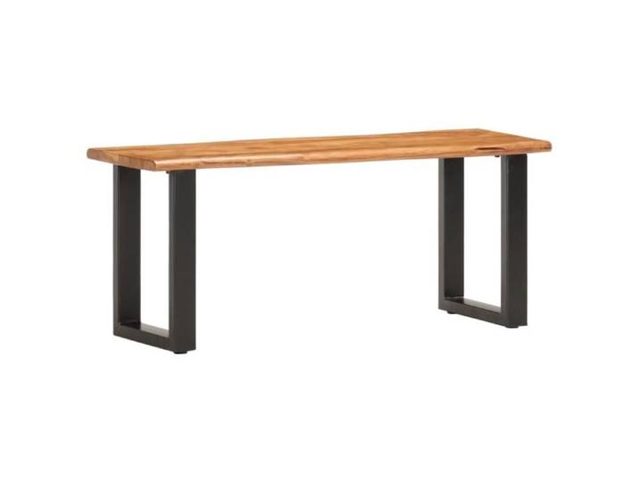 Banc au bord naturel du bois 110 cm Bois d'acacia solide et acier Excellent 71545