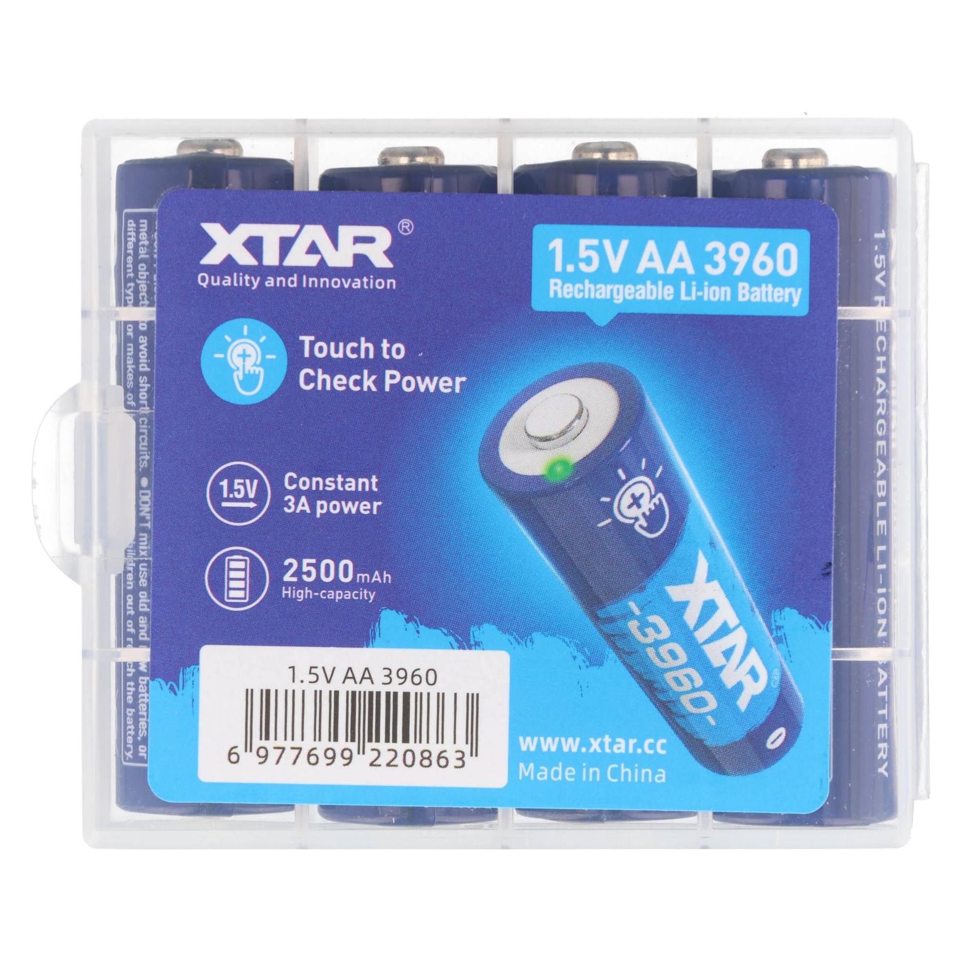 Xtar 4x R6/AA 1,5V Li-Ion 3960mWh 2500mAh BOX (4 Stk., AA, 2500 mAh) (XTAR)