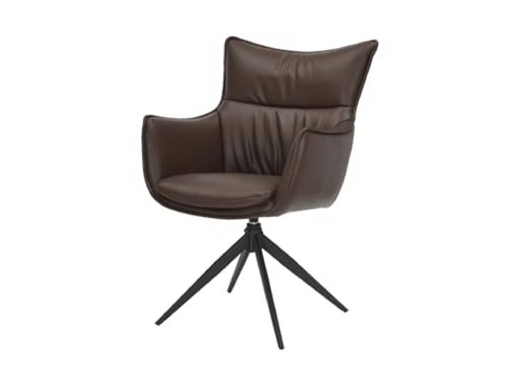 Stuhl VOGUE - 91cm - braun - Kunstleder Metall-Beine drehbar Armlehne hoher Komfort, bequeme Polsterung, pflegeleicht, stabil, Esszimmerstuhl, Design, modernes Design