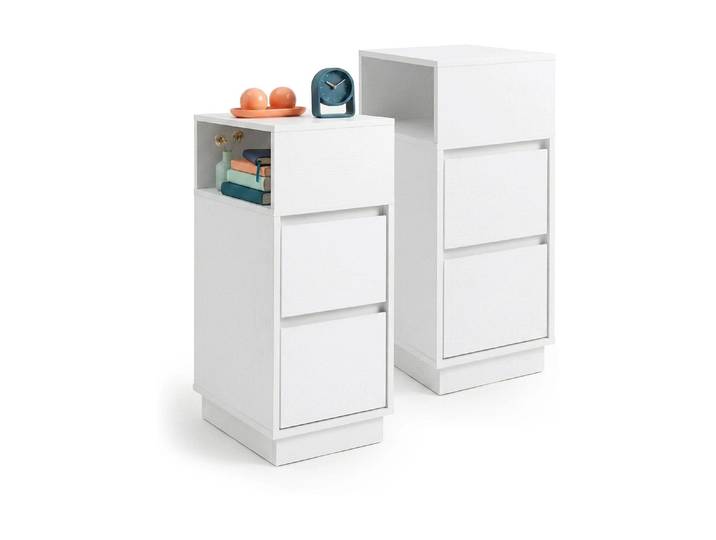 relaxdays relaxdays Nachttisch 24 x 64 cm, Weiss/Braun, 2er Set