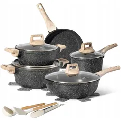 Perfecto Induktionskochgeschirr-Set, Pfannenset + Topfset, Schwarz