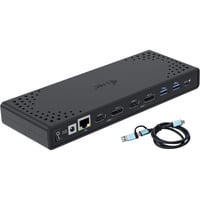 USB 3.0 / USB-C / Thunderbolt 3 Dual Display Docking Station Gen2 Power Delivery 100W, Dockingstation schwarz, Anschluss per USB/Thunderbolt 3/4