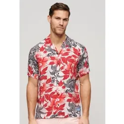 Superdry für Herren. M4010740A Hawaii-Resort-Hemd rosa (M), Lässig, Baumwolle, Kurzarm