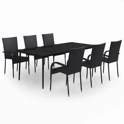 vidaXL 7-tlg. Garten-Essgruppe Schwarz
