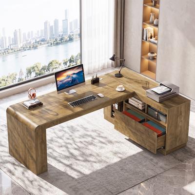 1Easylife "L-Shaped Executive Desk, Industrial Wooden Home Office Desk with Storage, 78.74"" Large Corner Computer Desk for Home Office"