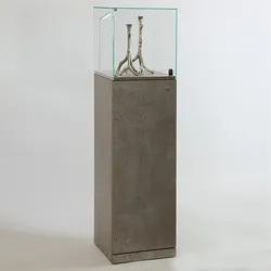 Abschließbare Haubenvitrine mit Staufach Beton-Optik Dialog DLG-13DC