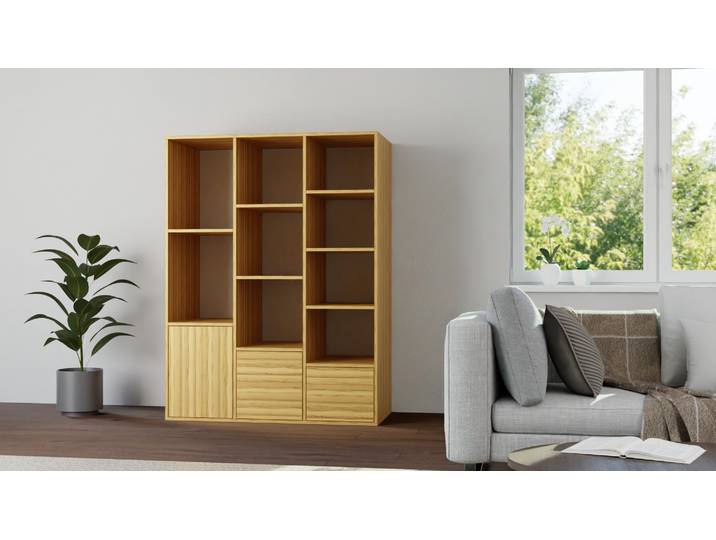 60 cm tiefes Regalsystem Kernbuche Natur geölt