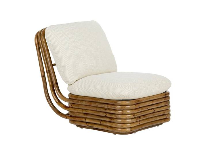 GUBI fauteuil pour l'extérieur BOHEMIAN 72 (Cat. D Chevron Outdoor FR Dedar 002 - Tissu et rotin)