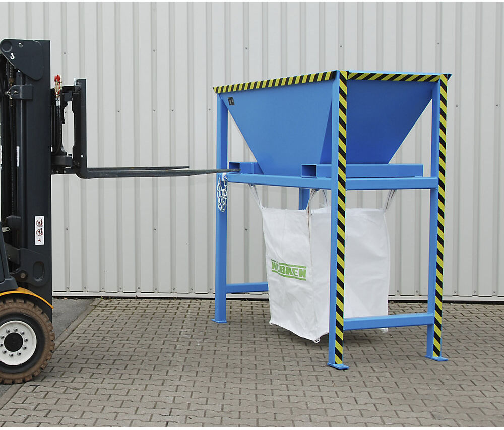 Befülltrichter, LxBxH 980 x 1980 x 2050 mm, für Bodenbefestigung, mausgrau eurokraft pro